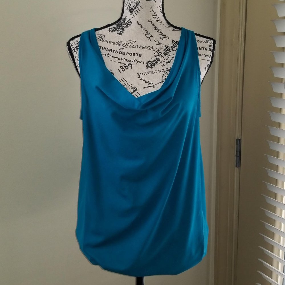 Gap Mixed Media Sleeveless Drape Front Blouse